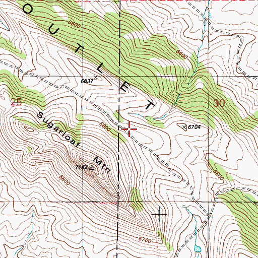 Topographic Map of Outlet Ridge, ID