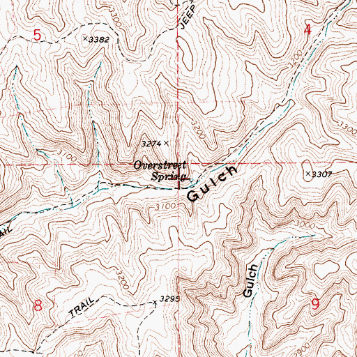 Topographic Map of Overstreet Spring, ID