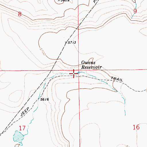 Topographic Map of Owens Reservoir, ID