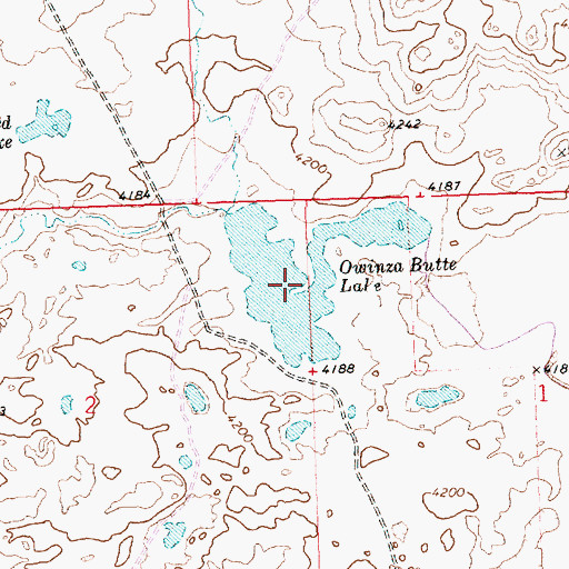 Topographic Map of Owinza Butte Lake, ID