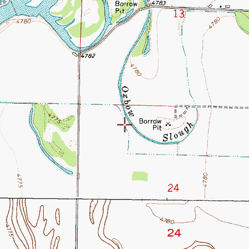 Topographic Map of Oxbow Slough, ID
