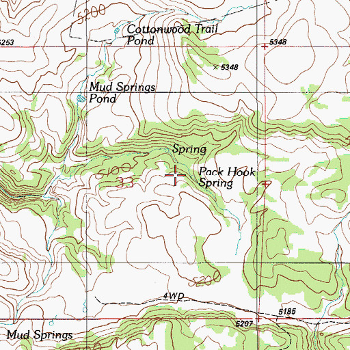 Topographic Map of Pack Hook Spring, ID