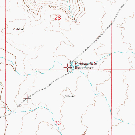 Topographic Map of Packsaddle Reservoir, ID
