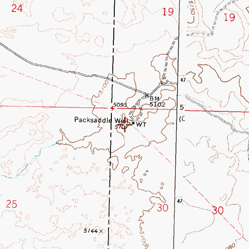 Topographic Map of Packsaddle Well, ID