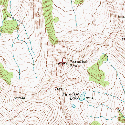 Topographic Map of Paradise Peak, ID