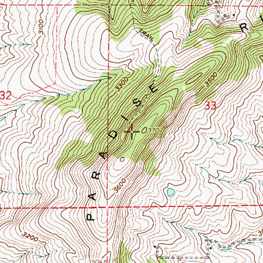 Topographic Map of Paradise Ridge, ID