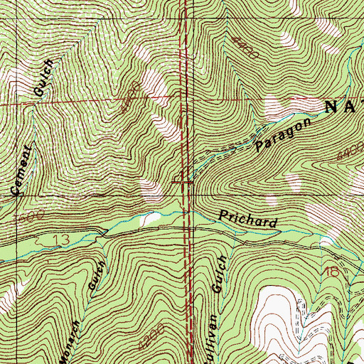 Topographic Map of Paragon Gulch, ID