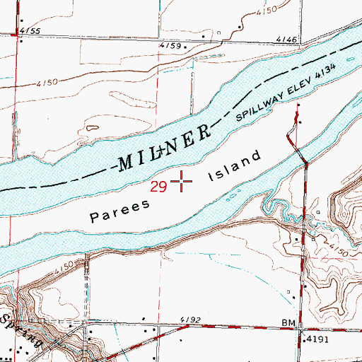 Topographic Map of Parees Island, ID