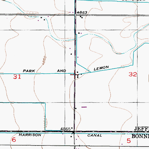 Topographic Map of Park and Lemon Canal, ID