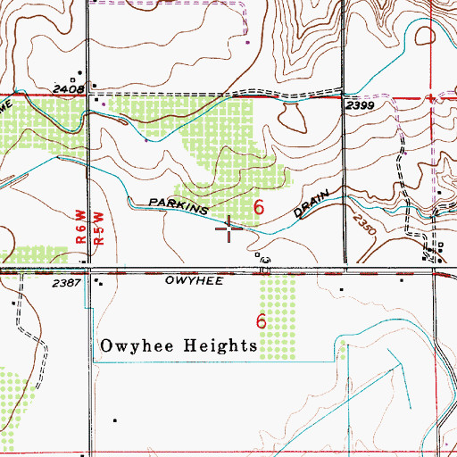 Topographic Map of Parkins Drain, ID
