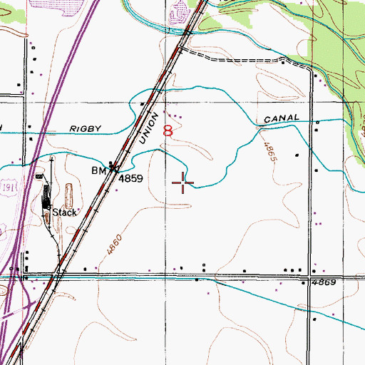 Topographic Map of Parks Lewisville Canal, ID