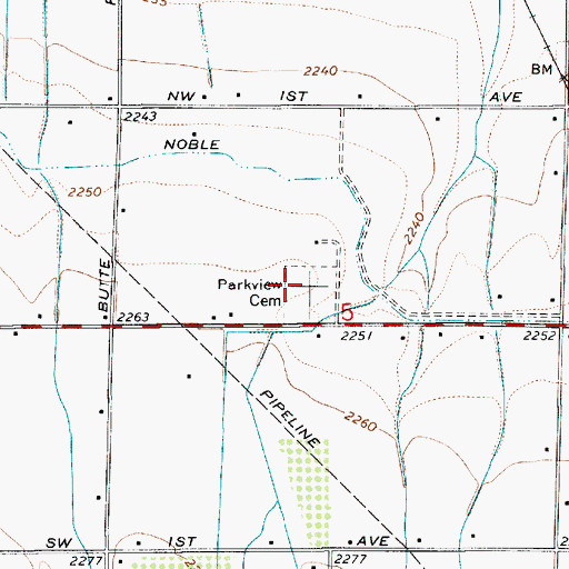 Topographic Map of Parkview Cemetery, ID