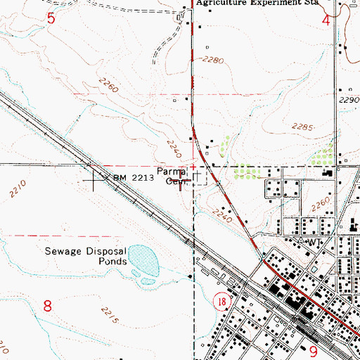 Topographic Map of Parma Cemetery, ID
