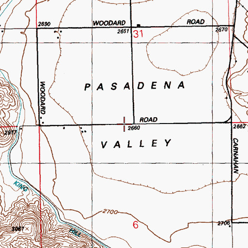 Topographic Map of Pasadena Valley, ID
