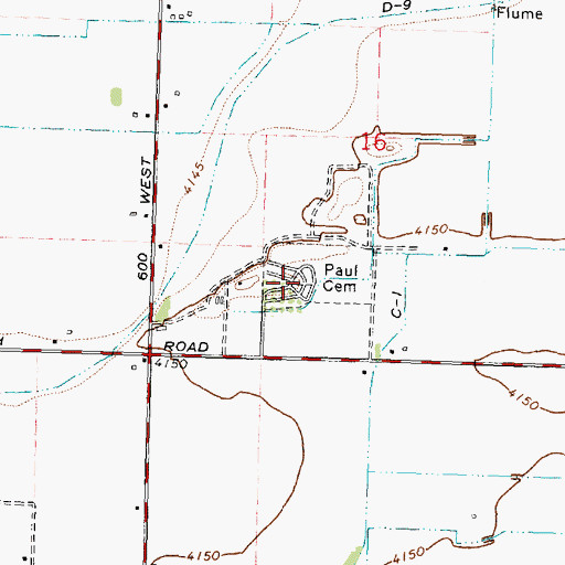 Topographic Map of Paul Cemetery, ID