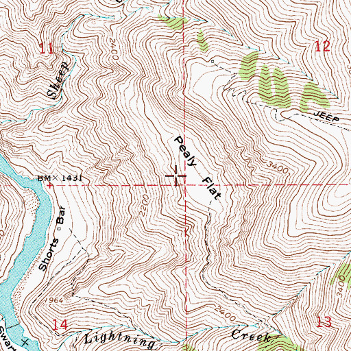 Topographic Map of Pealy Flat, ID