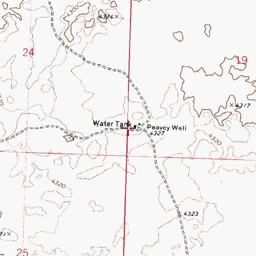 Topographic Map of Peavey Well, ID