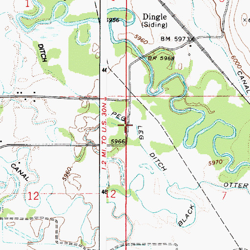 Topographic Map of Peg Leg Ditch, ID