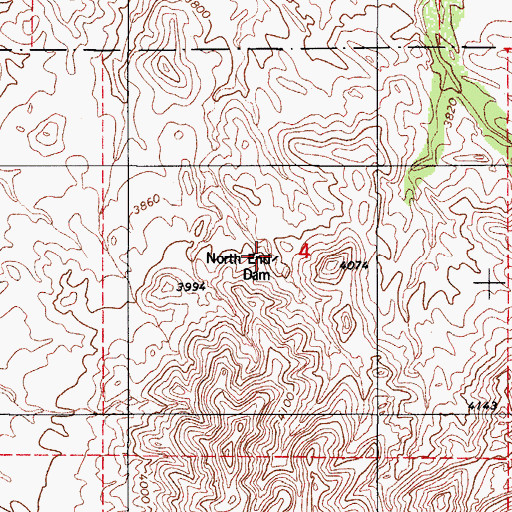 Topographic Map of North End Dam, AZ