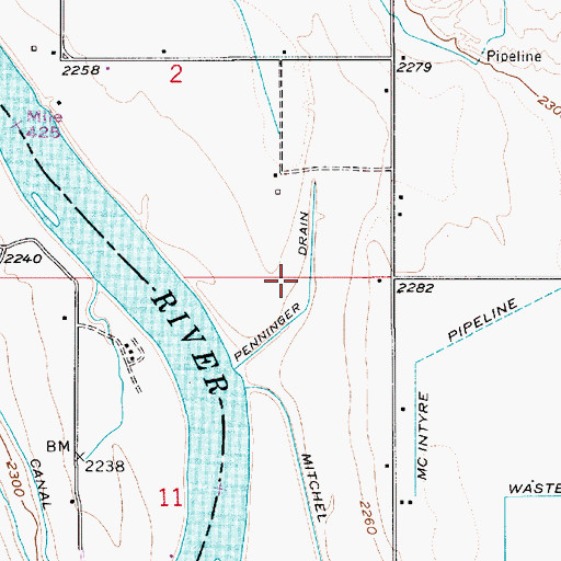 Topographic Map of Penninger Drain, ID