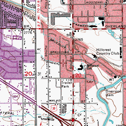 Topographic Map of Penninger Lateral, ID