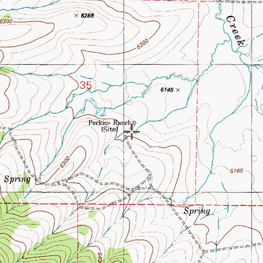 Topographic Map of Perkins Ranch, ID