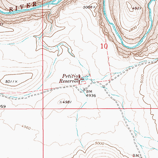 Topographic Map of Petition Reservoir, ID