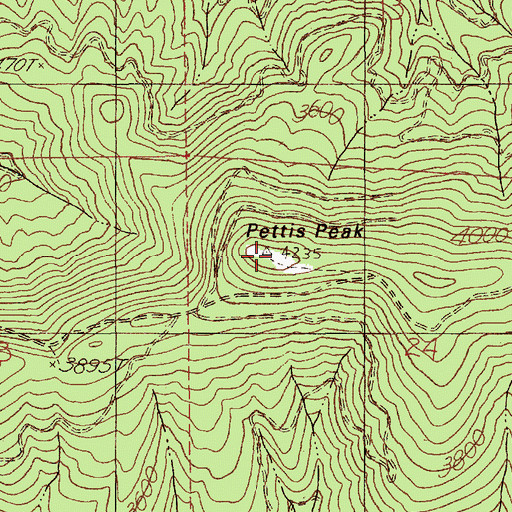 Topographic Map of Pettis Peak, ID