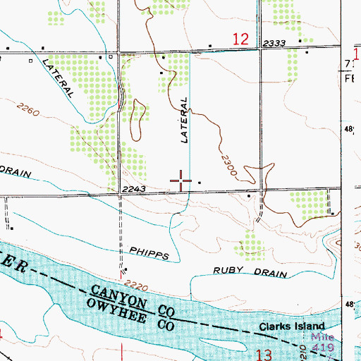 Topographic Map of Phipps Lateral, ID