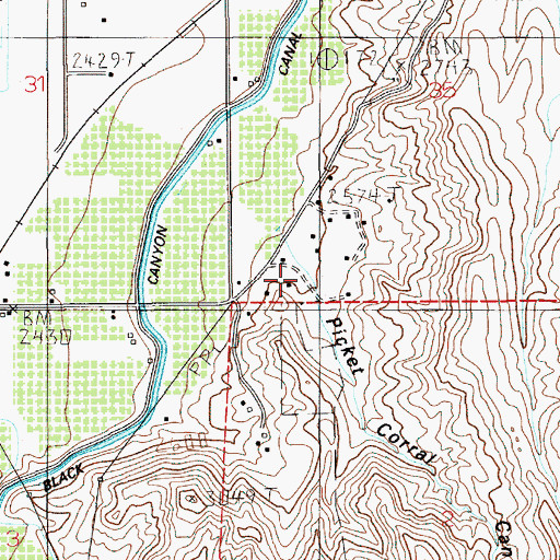 Topographic Map of Picket Corral Canyon, ID