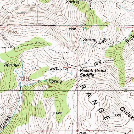 Topographic Map of Pickett Creek Saddle, ID