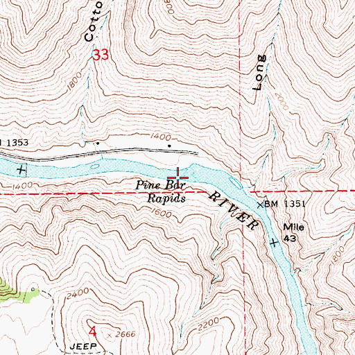 Topographic Map of Pine Bar Rapids, ID