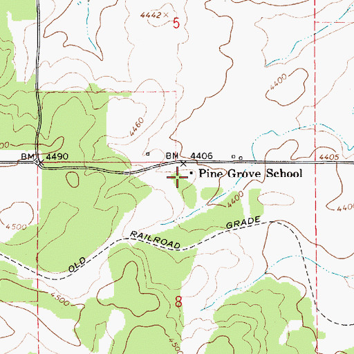 Topographic Map of Pine Grove School, ID
