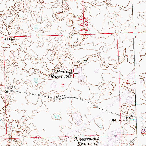 Topographic Map of Pintail Reservoir, ID