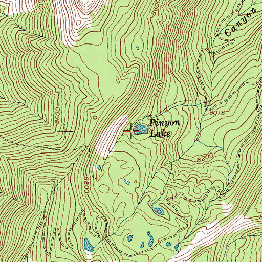 Topographic Map of Pinyon Lake, ID