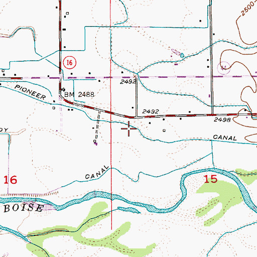 Topographic Map of Pioneer Canal, ID