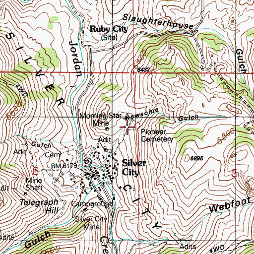 Topographic Map of Pioneer Cemetery, ID