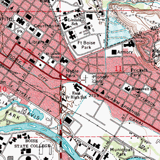 Topographic Map of Pioneer Cemetery, ID