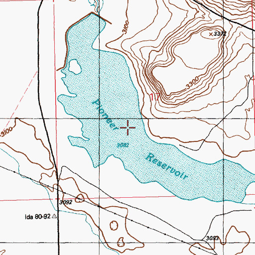 Topographic Map of Pioneer Reservoir, ID