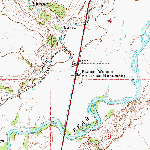Topographic Map of Pioneer Women Historical Monument, ID