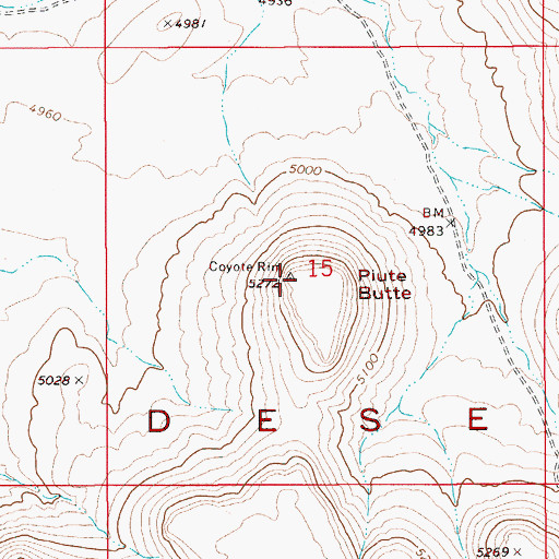 Topographic Map of Piute Butte, ID