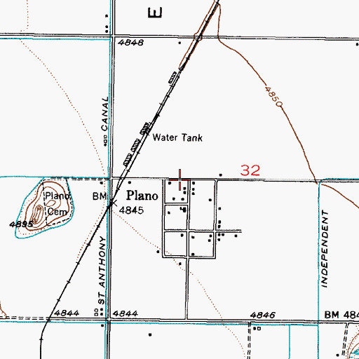 Topographic Map of Plano, ID
