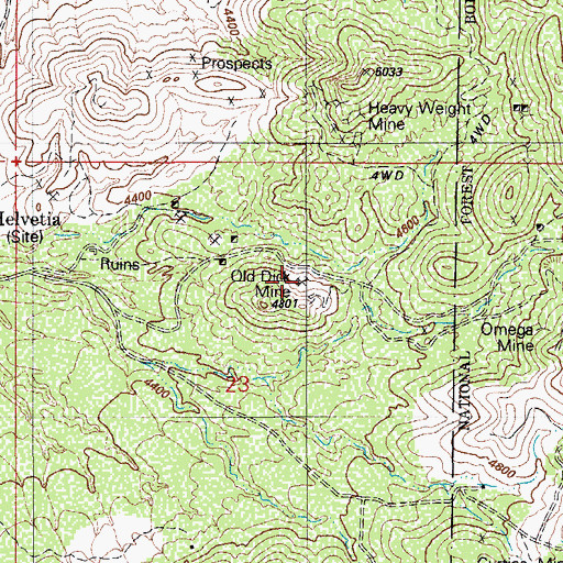 Topographic Map of Old Dick Mine, AZ