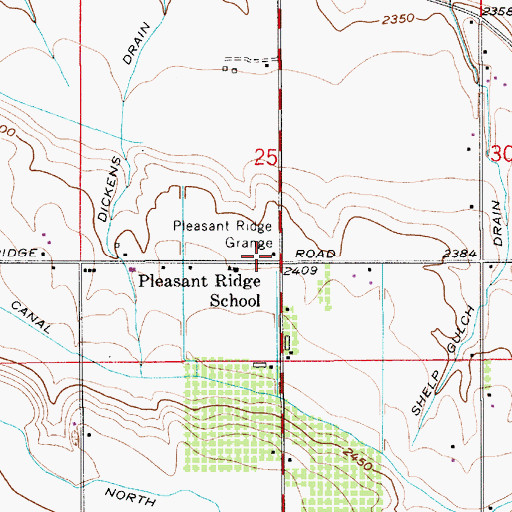 Topographic Map of Pleasant Ridge Grange, ID