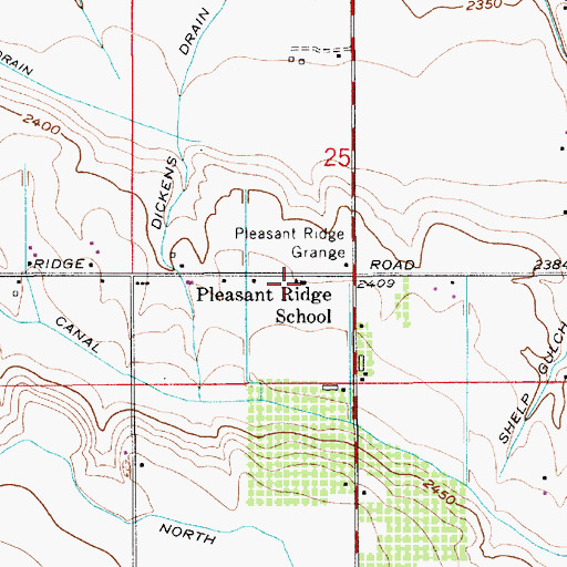 Topographic Map of Pleasant Ridge School, ID