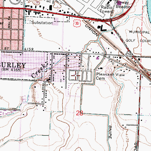 Topographic Map of Pleasant View Cemetery, ID