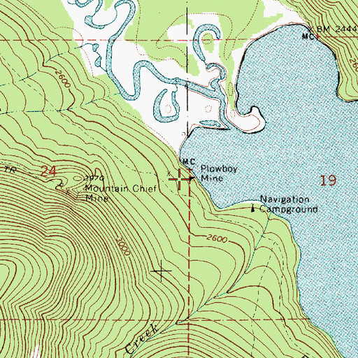 Topographic Map of Plowboy Mine, ID