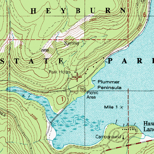 Topographic Map of Plummer Peninsula, ID