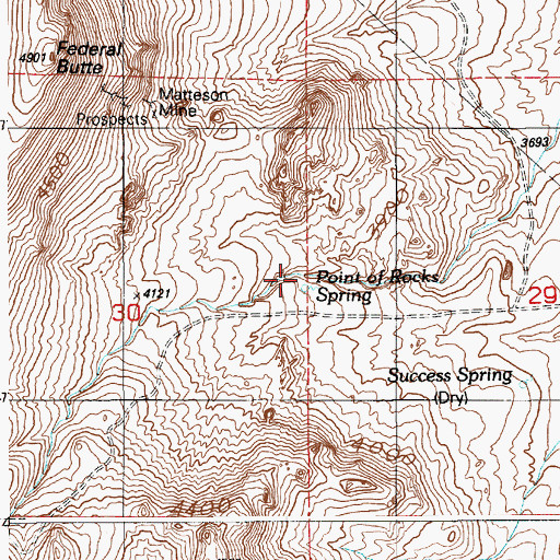 Topographic Map of Point of Rocks Spring, ID