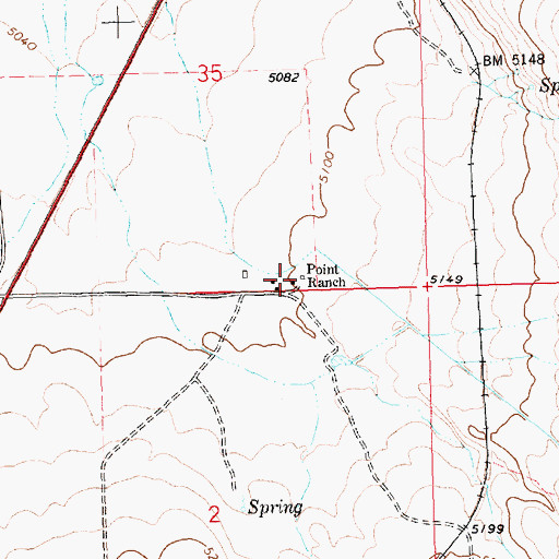 Topographic Map of Point Ranch, ID